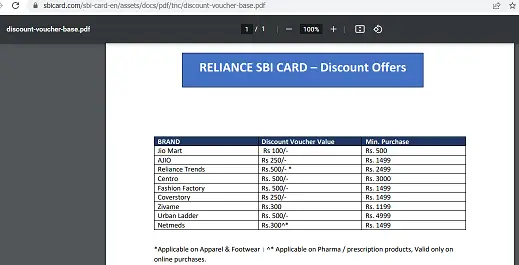 SBI Card Welcome voucher details